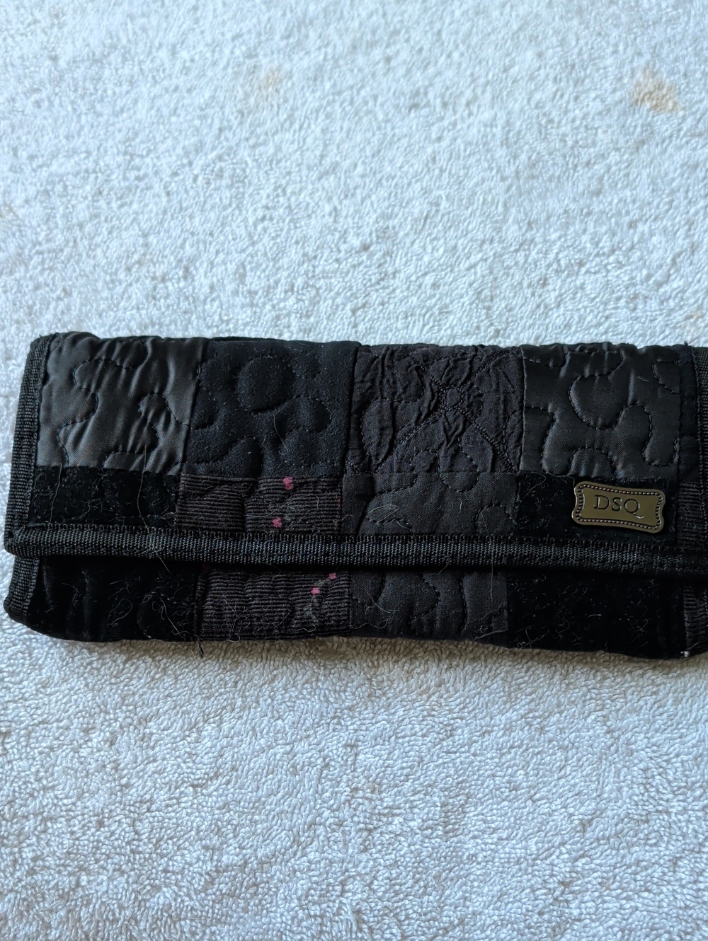 DSQ Quilted Black Women's Fold-Over Clutch Wallet